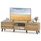 Oak TV Stand 71” Media Console with Sliding Doors, 2 Side Cabinets & Middle Shelves, Supports TVs up to 80”